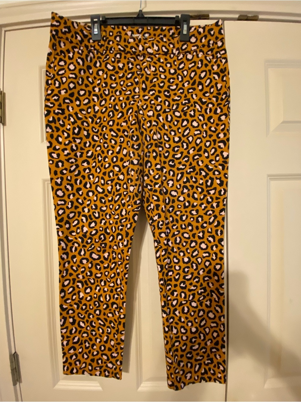 Women's Mustard Leopard Print Slim Pants